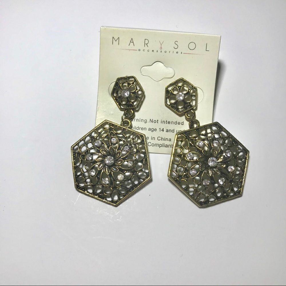 Dark gold platted hanging earrings